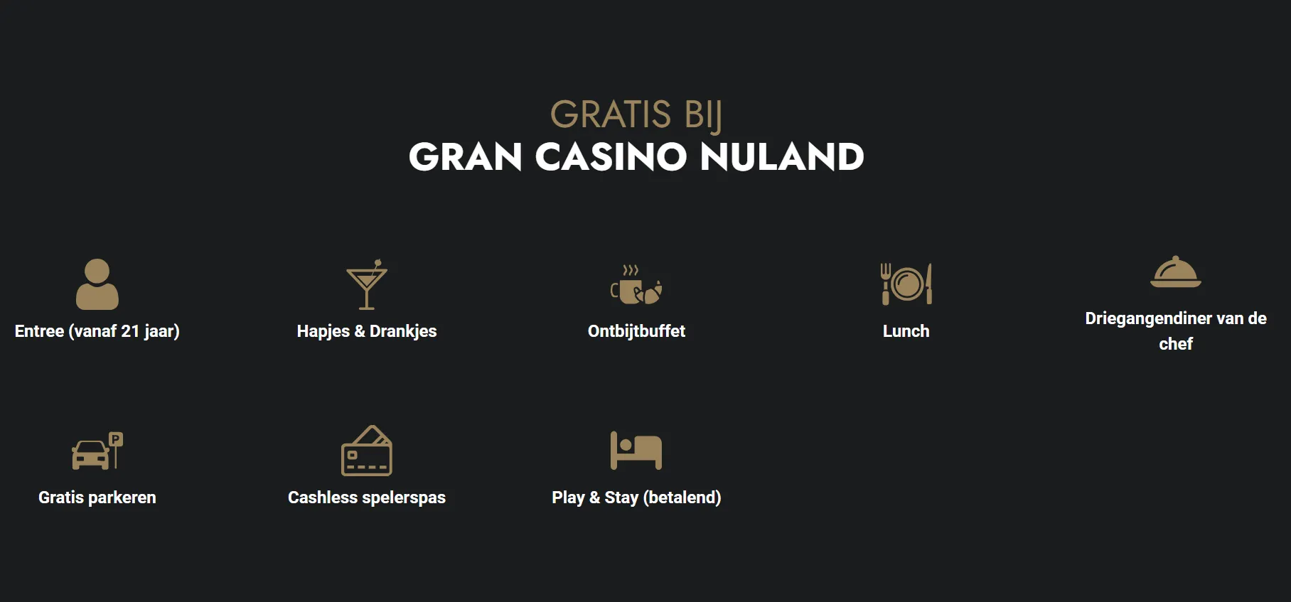 Officieel informatieblok van Gran Casino Nuland met openingstijden en voorzieningen